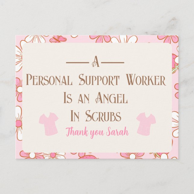 Personalized Floral PSW Postcard (Front)