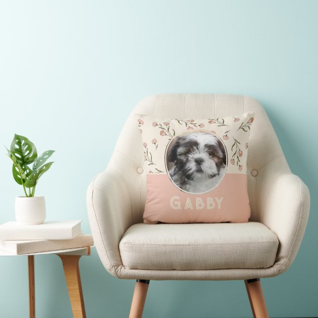 Personalized Floral Shabby Chic Photo Cushion (Chair)