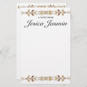 Personalized Floral Stationery with Name 