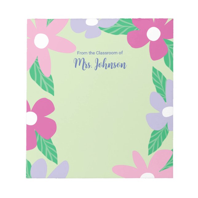 Personalized Floral Teacher Notepad (Front)