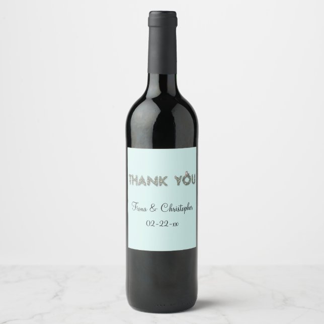 Personalized Floral Thank You Wine Label (Front)