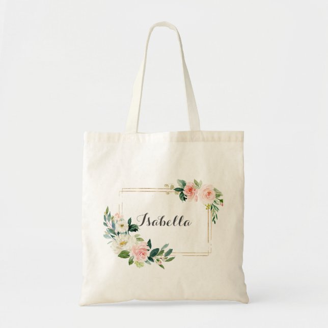 personalized Floral Tote Bag Bridesmaid (Front)