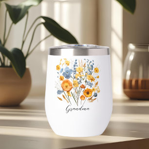 Personalized Floral Water Bottle for Grandma