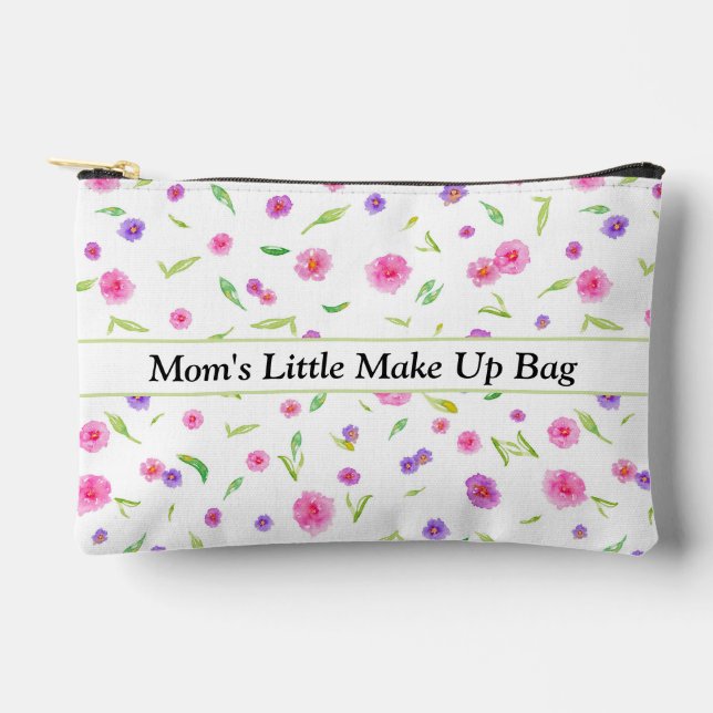 Personalized Floral Watercolor Accessory Pouch (Front)