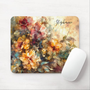 Personalized Floral Watercolor Desk Mouse Mat