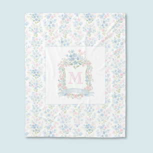 Personalized Floral Watercolor Fleece Blanket