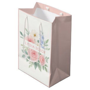 Personalized Floral Watercolor Medium Gift Bag