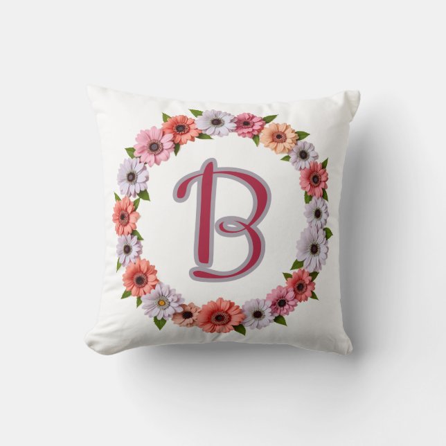 Personalized Floral Wreath Custom Name Botanical  Cushion (Front)
