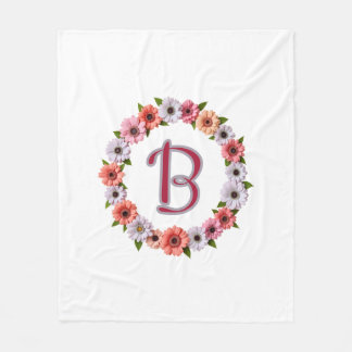 Personalized Floral Wreath Custom Name Botanical  Fleece Blanket