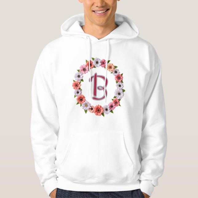 Personalized Floral Wreath Custom Name Botanical  Hoodie (Front)
