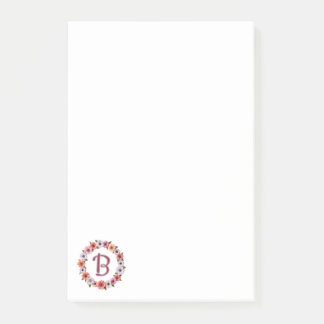 Personalized Floral Wreath Custom Name Botanical  Post-it Notes