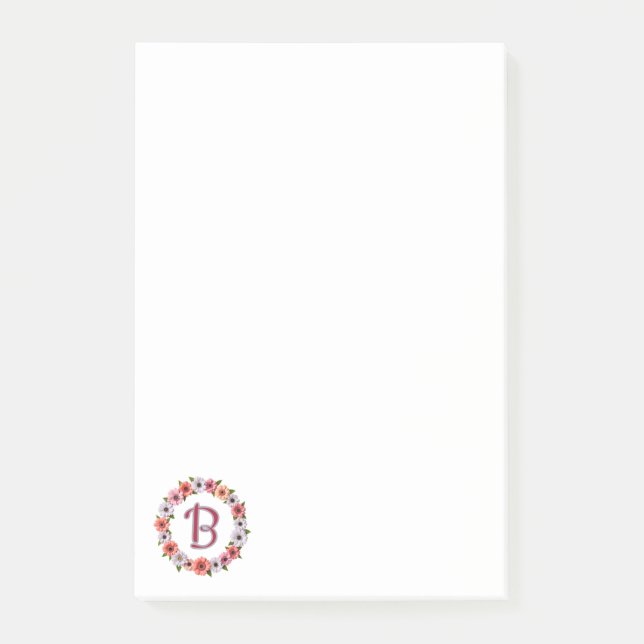 Personalized Floral Wreath Custom Name Botanical  Post-it Notes (Front)