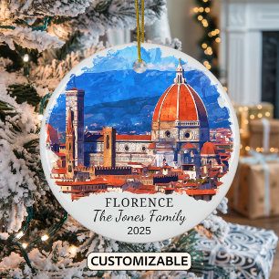 Personalized Florence Ornament, Italy Gift Ceramic Tree Decoration