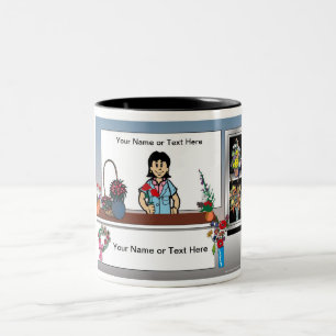 Personalized Florist - Female Cartoon  Two-Tone Coffee Mug