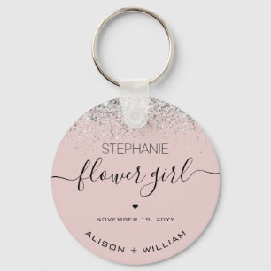 Personalized Flower Girl Glitter confetti effect Key Ring