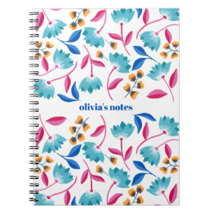 Personalized Folk Art Floral Pattern Notebook