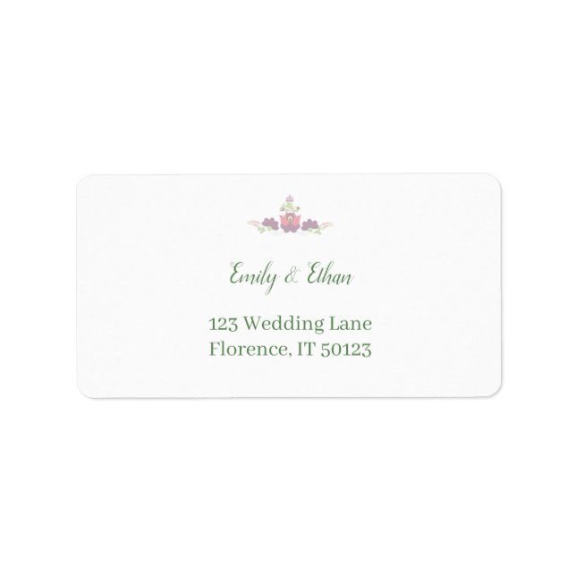 Personalized Folk Floral Wedding Greenery Design Label (Front)
