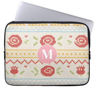 Personalized Folk Nordic Boho Floral Pattern Laptop Sleeve