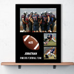Personalized Football 3 Photo Collage Name Team # Poster<br><div class="desc">This custom football poster features your 3 photos, football player's name, jersey number and team name. Personalize with action shots, a team photo, etc. Easily change the background color to match your team's colors - just click "customize it" and background color. Makes a great end of season or coach's gift....</div>