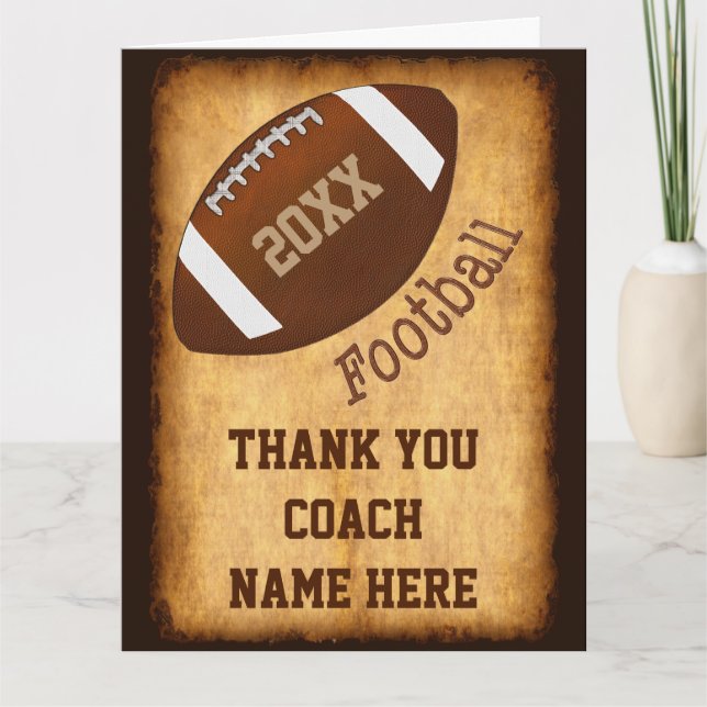 Personalized Football Coach Card, Player's NAMES Thank You Card (Front)