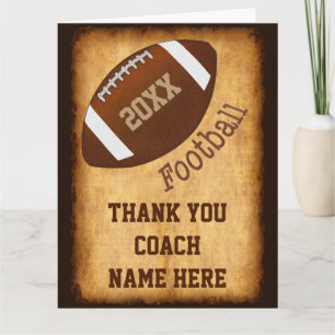 Personalized Football Coach Card, Player's NAMES Thank You Card
