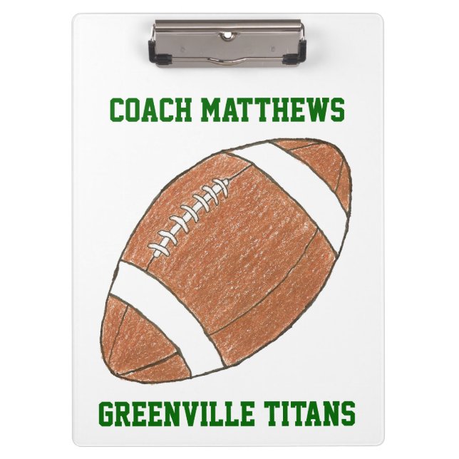 Personalized football coach clipboard - color back (Front)
