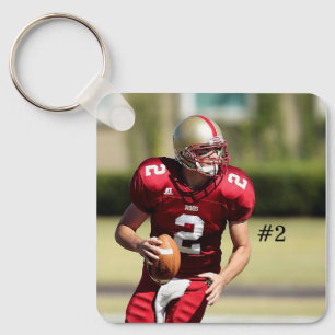 Personalized Football Photo and Number Key Ring