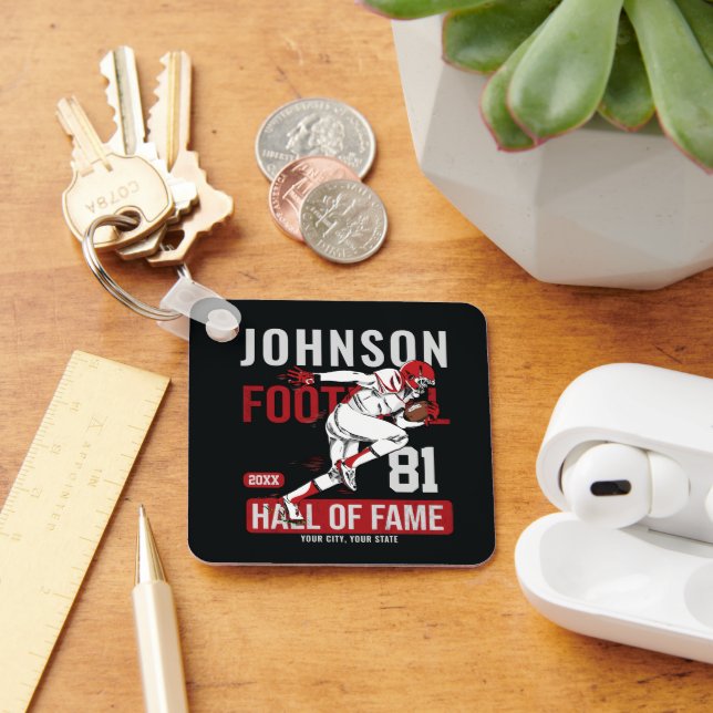 Personalized Football PLAYER Team NUMBER Sports  Key Ring (Desk)