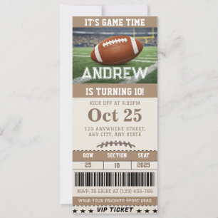 Personalized Football-Themed Birthday Ticket  Invitation
