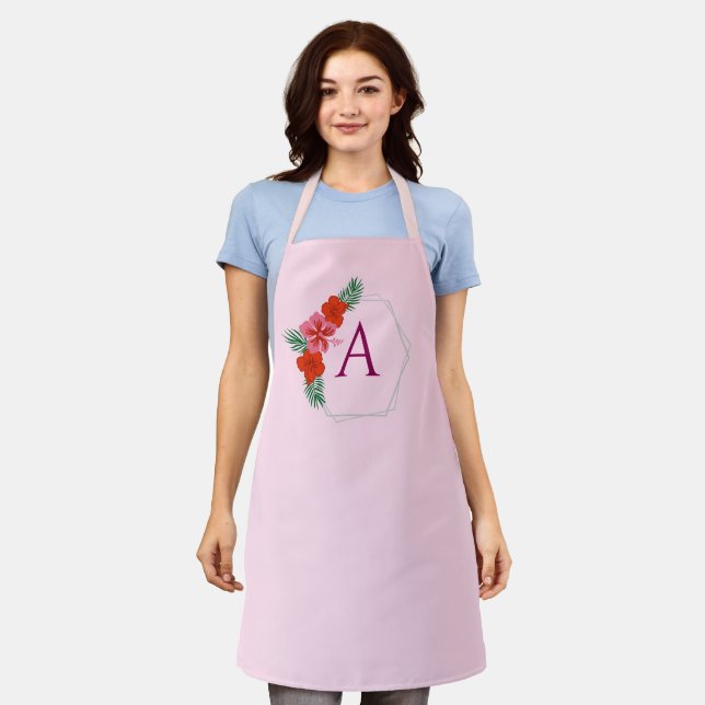 Personalized for Women Custom Family Cooking Pink Apron (Worn)