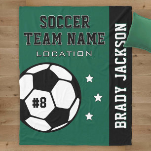 Personalized Forest Green Soccer Player Name Fleece Blanket