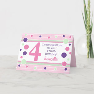 Personalized Fourth Birthday Card! Card