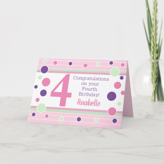 Personalized Fourth Birthday Card! Card (Front)