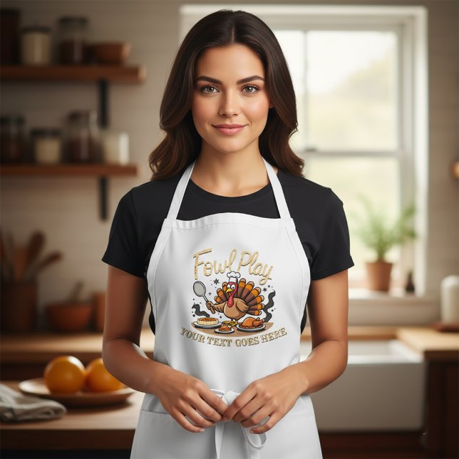 Personalized "Fowl Play" Funny Thanksgiving Standard Apron (Creator Uploaded)