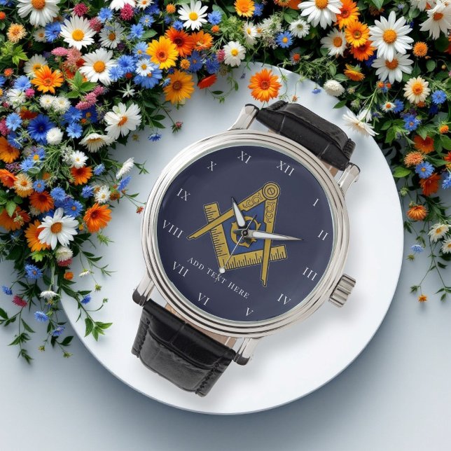 Personalized Freemason gift Square Compass Masonic Watch (Creator Uploaded)