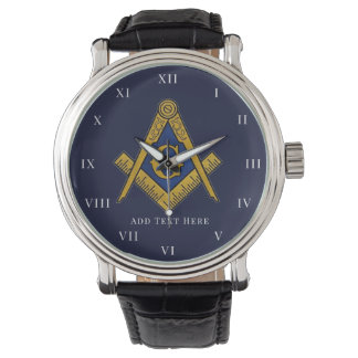 Personalized Freemason gift Square Compass Masonic Watch