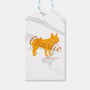 Personalized French Bulldog Pastel Orange Gift Tag