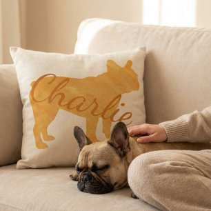 Personalized French Bulldog Pastel Orange Pillow