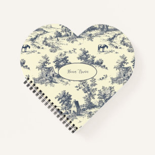 Personalized French Farmhouse Blue Toile de Jouy Notebook