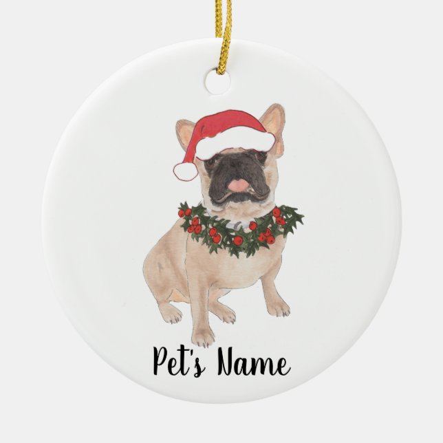 Personalized Frenchie (Masked) Ceramic Tree Decoration (Front)