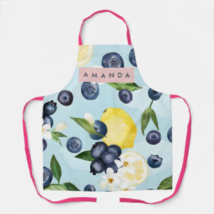 Personalized Fresh Blueberry Lemon Watercolor Apron