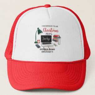 Personalized Freshman Year Christmas For College Trucker Hat
