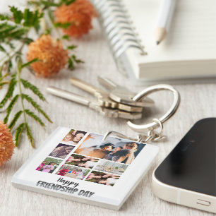 Personalized Friendship Day 8 Photo Collage   Key Ring