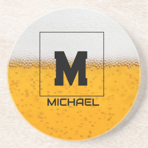 Personalized Frosted Beer Mug with Custom Name Coaster