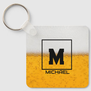 Personalized Frosted Beer Mug with Custom Name Key Ring