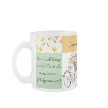 Personalized Frosted Glass Mug - Floral Bicycle