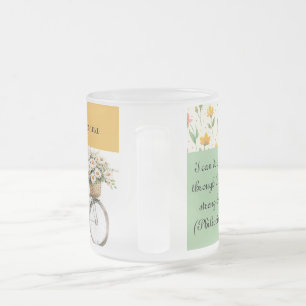  Personalized Frosted Glass Mug -  Floral Bicycle 