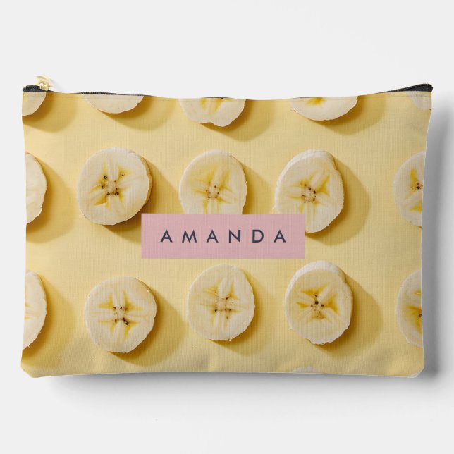 Personalized Fun Banana Slice Yellow  Accessory Pouch (Front)