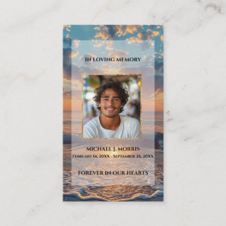 Personalized Funeral Prayer Card – Sunset Design