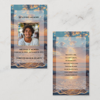 Personalized Funeral Prayer Card – Sunset Design